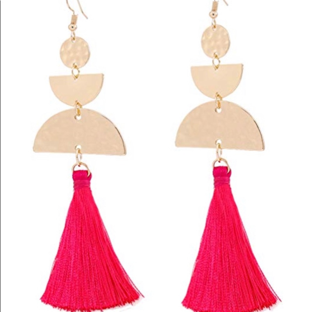 Pink Fringe Tassle Earrings
